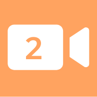 Number 2 in an orange video camera icon