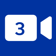 Number 3 in a dark blue video camera icon